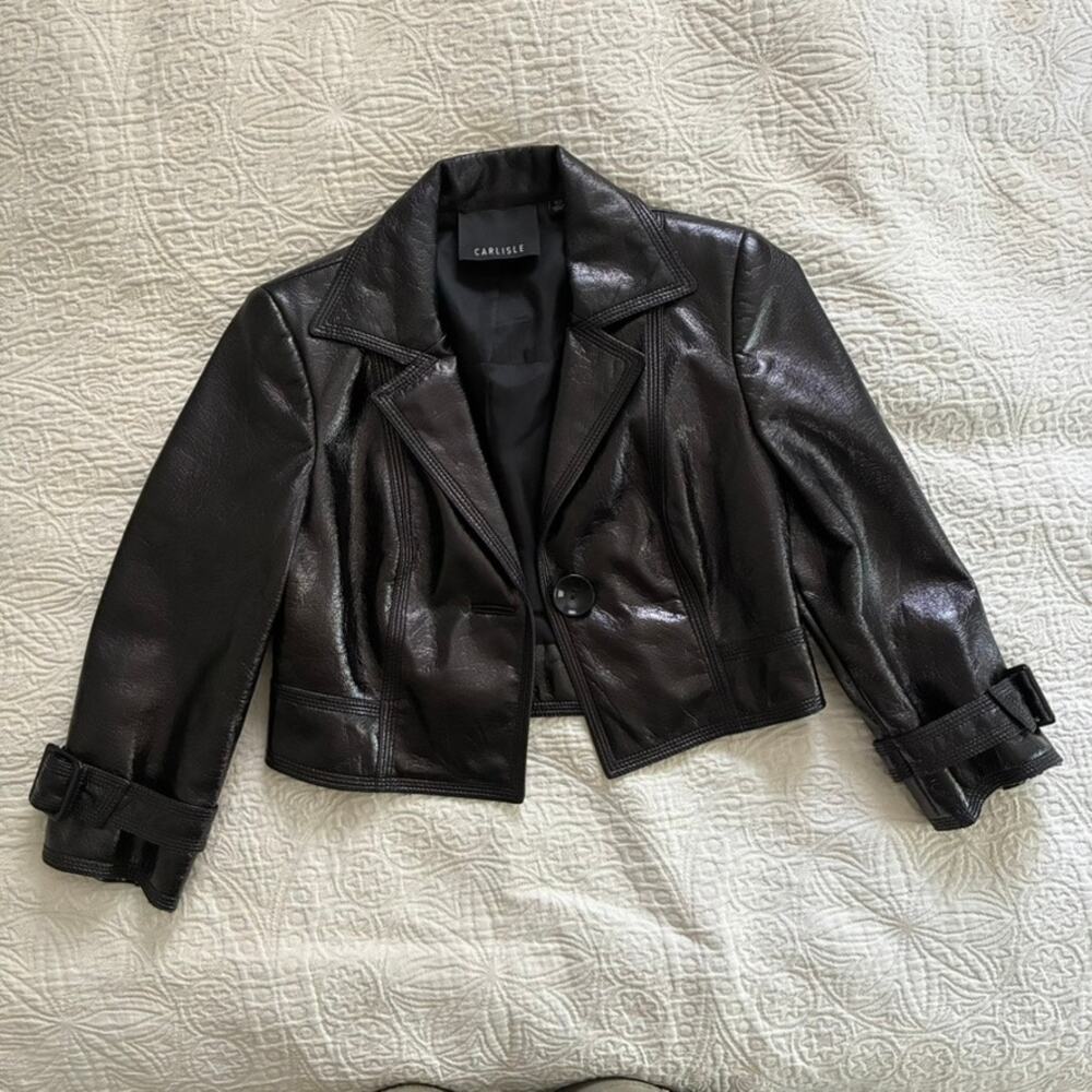 Carlisle Faux Leather Jacket, size 4, 3/4 length sleeves